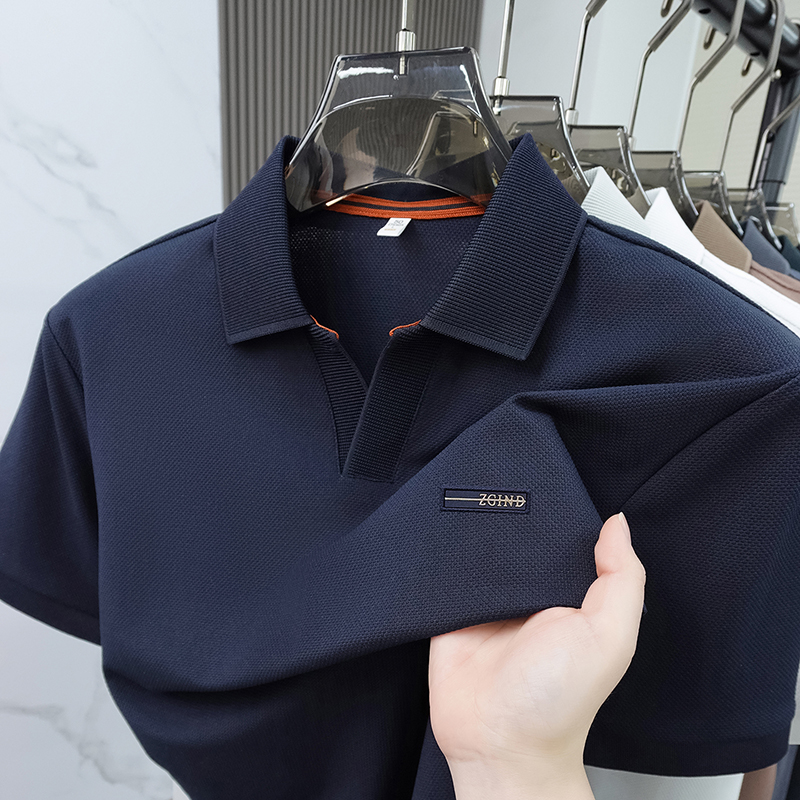 Polo Shirt Pique - เสื้อโปโลผู้ชายผ้าคอตตอนปิเก้สีพื้น แขนสั้น คอปก ระบายอากาศได้ดี ทรงหลวม สไตล์ลำลองสำหรับธุรกิจและชีวิตประจำวัน