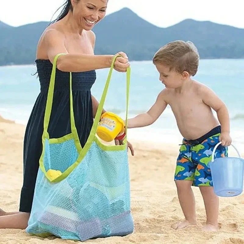 Beach Towel Large - 1/3 ชิ้น กระเป๋าชายหาดแบบพกพา ตาข่ายกันทรายสำหรับเด็ก กระเป๋าตาข่ายเก็บของเล่นชายหาด ผ้าขนหนู