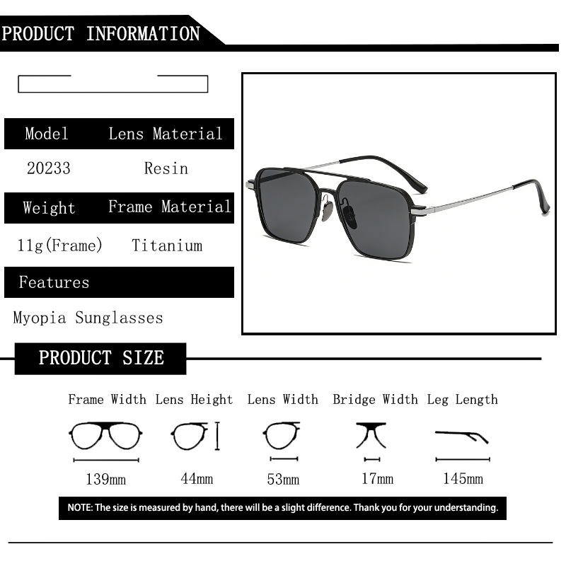 แว่นกันแดดสายตาสั้นแบบคานคู่ไท - Sunglasses Aviator Polarized บทวิจารณ์และราคา