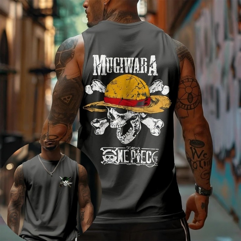 เสื้อกล้ามลายกราฟิกอนิเมะวันพี - Tank Top Muscle บทวิจารณ์และราคา