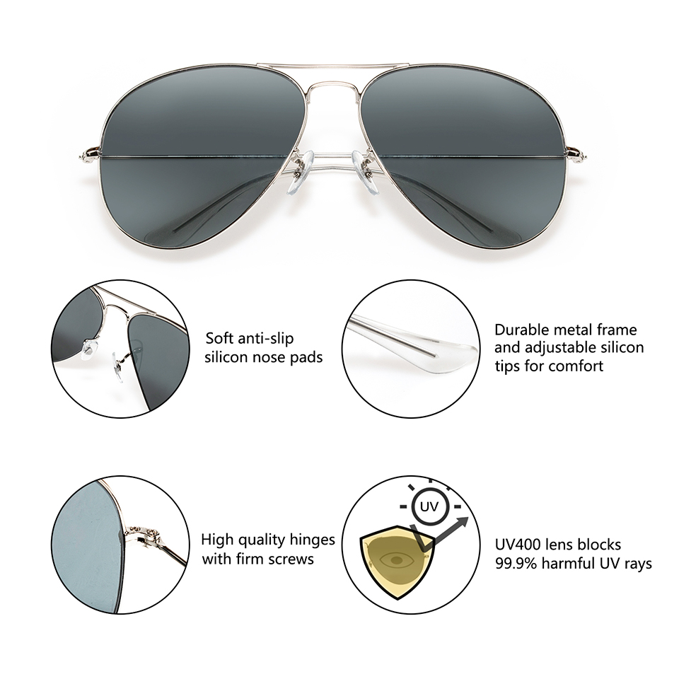 ESNBIE RT 3025 กระจกนักบินดวงอ - Sunglasses Aviator Polarized บทวิจารณ์และราคา